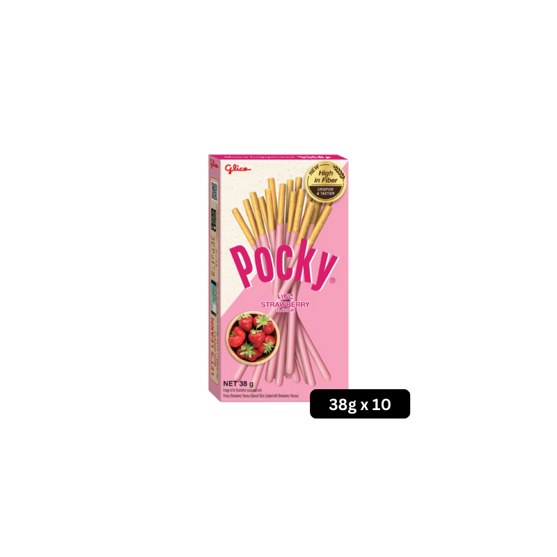 CSYM-18.png Glico Pocky Strawberry Biscuit Sticks × 10 Packs - Image 1